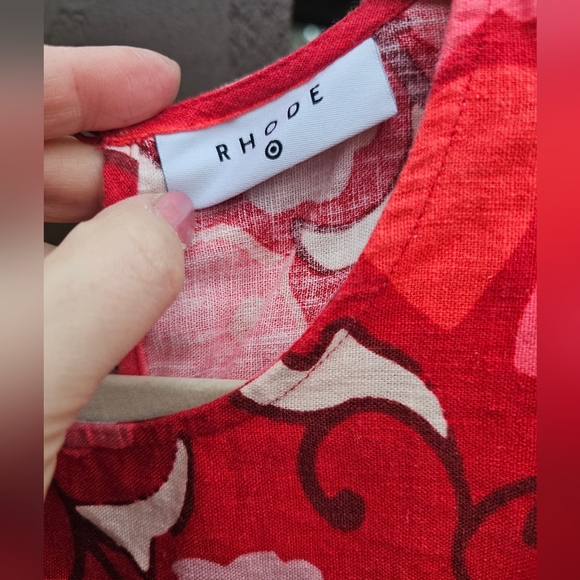 Rhode Red Zinnia Floral Print Bell Sleeve Keyhole Back Midi Dres 8 - Picture 6 of 11